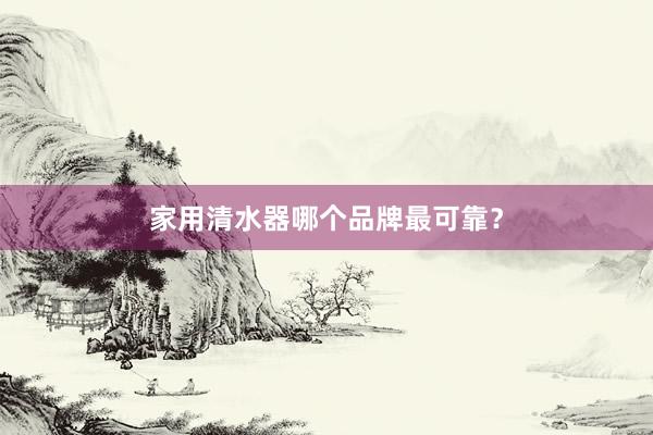 家用清水器哪个品牌最可靠？
