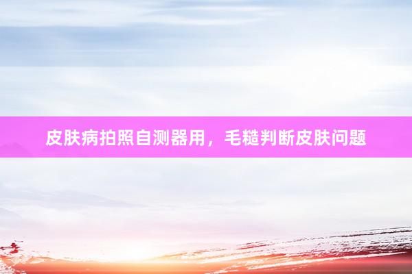 皮肤病拍照自测器用，毛糙判断皮肤问题